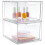 2 Pack Stackable Makeup Organizer Storage Drawers, Acrylic Bathroom Organizer, Clear Plastic Storage Box 1