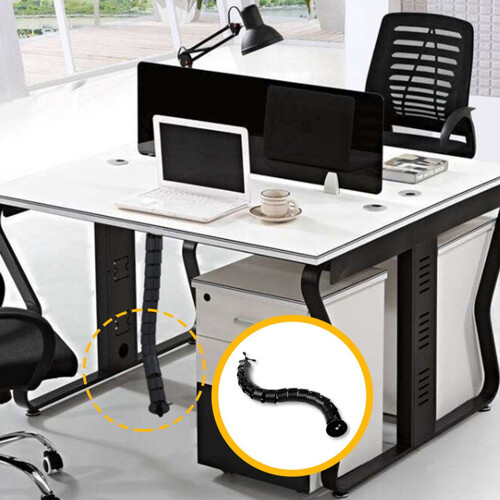 Cable Management Kit, Height-Adjustable Desk Four-Entry Round Cord Storage Box (White) 1