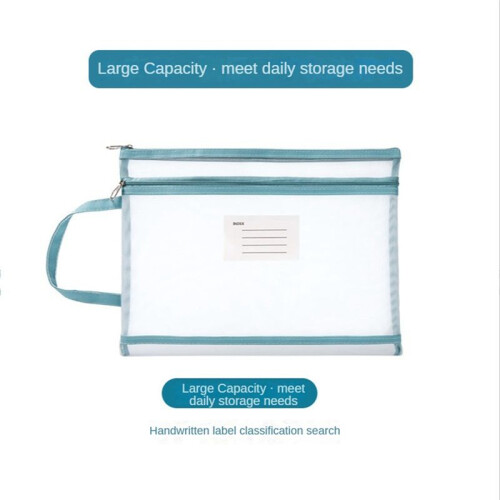 3Pcs A4 Translucent A4 Document Bag Mesh Zipper Pouch Mesh Zip Folder Mesh Zip File Folders Bag 3 Colors 1