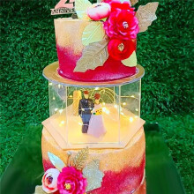 Acrylic Cake Display Board Hexagonal Cake Tray DIY Cake Refillable Board Base Clear Cake Stand Decor Tools 15X15X10CM