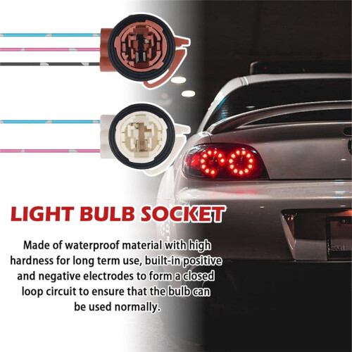 4PCS Turn Signal Socket & Tail Light Socket,3156 3157 Bulb Sockets with Tail Light Harness & Quick-Connect Plug 2