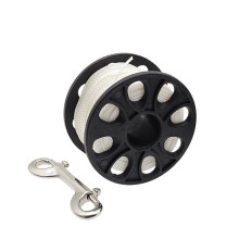 Duiken POM Plastic Spoel Vingerhaspel met RVS Dubbele Haak SMB Equipment Grotduik 50m