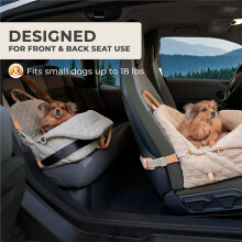 Dog Car for Small Dogs - Multifunctional Travel Carrier, Booster & Bed - Washable, Fits Front & Back Seats