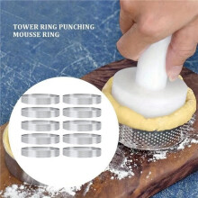 10Pcs 15cm Circular Tart Rings with Holes Stainless Steel Fruit Pie Circle Cake Ring Mousse Mold Kitchen Baking Mould