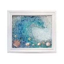 Meeresglas-Kunstset mit Ozeanmotiv für Erwachsene, Bilderrahmen, Einfach zu Bedienen, DIY-Mosaik-Kunst- und Bastelsets, Handgefertigt, B