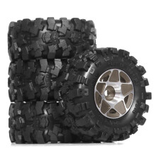 4pcs 57mm 1.0inch Metal Beadlock Wheel Tire Set for 1/18 1/24 RC Crawler Car TRX4M SCX24 AX24 FCX24 Black