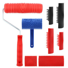 Wood Grain Tool Set - Wood Grain Painting Roller with Handle for Wall Floor Deck Furniture DIY Room Decoration