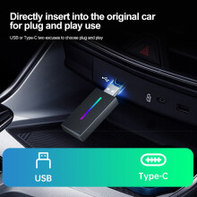 2-In-1-Kabelloser Carplay-Adapter, Android Auto AI Box, Kabelgebunden auf Kabelloses Carpay für Autoradio mit Kabelgebundener Carplay-Box