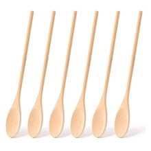 6 Cuillères en Bois pour la Cuisine, Cuillères à Manche Long de 30,5 cm pour Mélanger, Remuer les Aliments, Grands Ustensiles de Cuisine en Bois