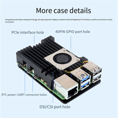 Para Raspberry Pi 5 Case Shell com Ventilador de Resfriamento Metal Armor Shell para Pi 5 2