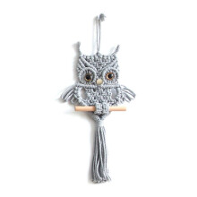 Owl Macrame Woven Wall Hanging Pendant Ornament Woven Bohemian Gray