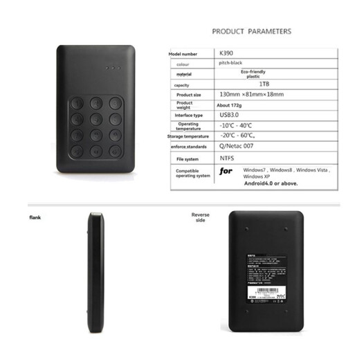 K390 Digital Encryption HDD 2.5 External Portable Hard Drive 1TB Externo Hd for Computer Laptop Harddisk 2