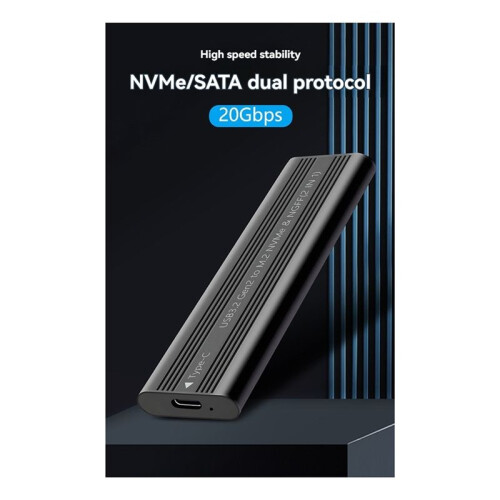 M.2  NVME SSD Enclosure Tool-Free USB3.2 Type C 20Gbps External Solid State Enclosure Adapter for 2280/2260/2242 1