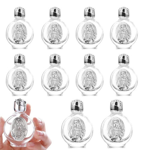 12 St Präglade Vigvattenflaskor Glasvattenflaska Bärbar Vigvattenbehållare Kyrkan Välsignelseflaskor Silver 2