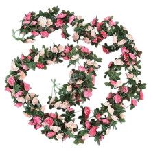 2Pcs Artificial Rose Flower Floral Fake Vine Hanging Garland Party Wedding Decor