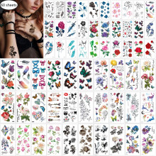 60 Bladen Waterdichte Vlinder Bloem Tijdelijke Tattoos Stickers voor Vrouwen, Diverse Ontwerpen