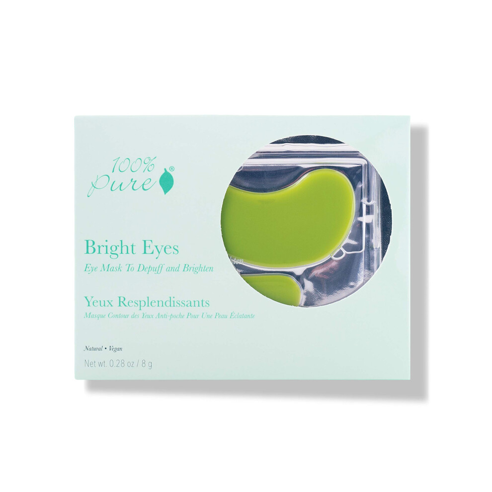 100% Pure Dark Bright Eyes Masks Under Eye Skincare Wrinkle Smoothing Replenishment Diminish Circles, Puffiness - Hydrating & Moisturizing Patches For