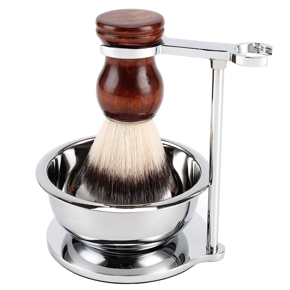 Perpro Deluxe Stainless Shave Razor Stand + Shaving Soap Bowl With Shaving Brush,Compatible With Gillette Fusion And Mach 3,Double Edge Safety Razor,C