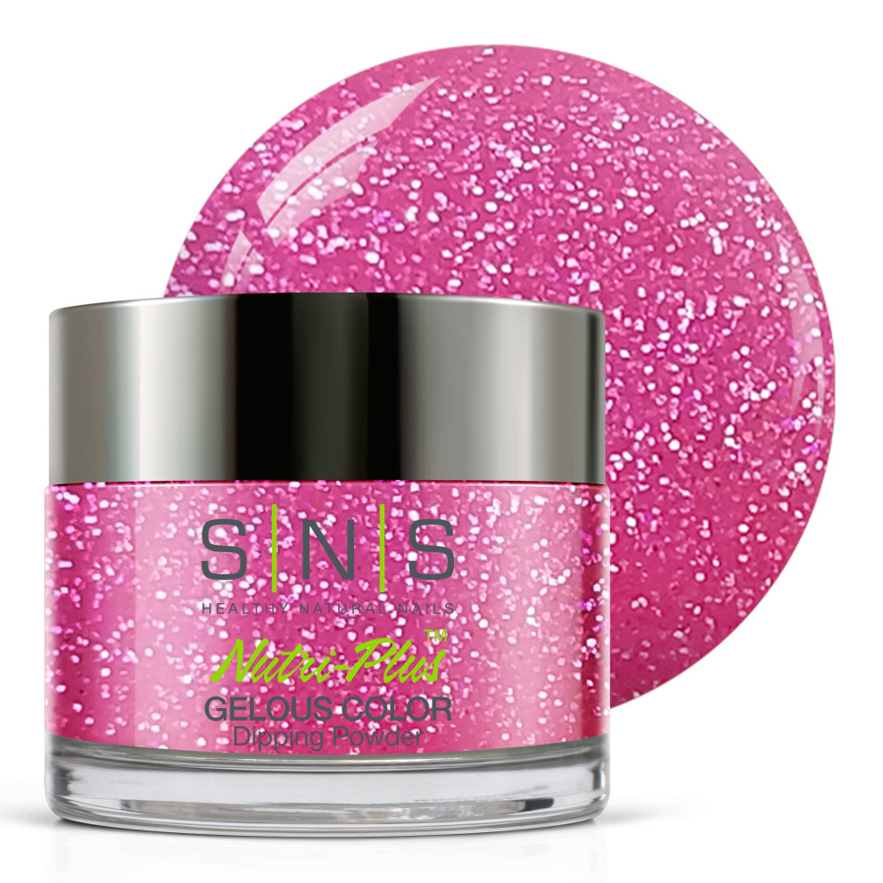 Sns Healthy Natural Pink/Magenta Sns Nail Dip Powder, Gelous Color Dipping Powder - Rosefinch (, Glitter) - Long-Lasting Dip Nail Color Lasts Up To 14 Days - Low-Odor & No