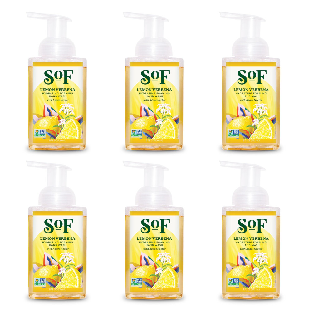 South Of France Sof Hydrating Foaming Hand Wash - With Organic Agave Nectar & Coconut Oil- Vegan & Non Gmo- Free From Phthalates, Sulfates & Parabens- Lemon Verbena