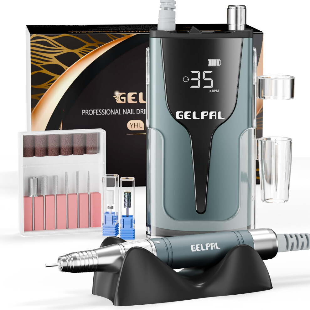 Gelpal Rechargeable Nail Drill - Brushless Motor - Electric Nail Drill For Acrylic Nails Professional,35000Rpm Electric Nail File,Cordless Nail Drill