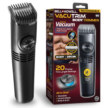 Vacutrim Kabelloser Körperrasierer für Männer, wiederaufladbares Grooming-Tool mit 20 Trim-Einstellungen - Schwarz, 7,5", Wie im TV zu sehen