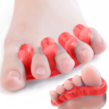 DR. JK ToePal Gel Zehenspreizer, 2 Paare, Rote Zehenabstände, Zehenstrecker, Hammerzehen