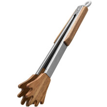 Pinzas de Cocina de Madera Pinzas de Cocina con Abrazadera de Palma, Antiadherentes, Resistentes una Altas Temperaturas, Abrazadera de Carne de Acero
