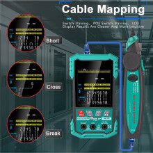 TOOLTOP Network Cable Tester POE Test QC Crimping Breakpoint Detect LAN Cable Tracker 400M Cable Length Measurement ET622