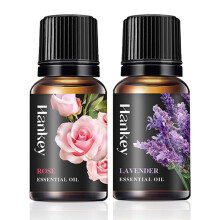 Huile essentielle de rose et de lavande, 100% pure bio, 2 x 10ml (Rose+Lavande)