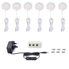 Vlio Under Cabinet Light Kit, LED Puck Lights, 15W, 1500LM, Cool White, Display Cabinet Lighting, Disc Light for Kitchen, Closet, Counter, Cupboard,