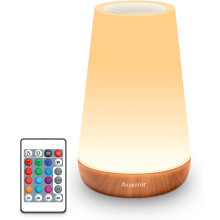 Auxmir Night Light, LED Touch Bedside Table Lamp, Remote Control Dimmable Light with RGB Color Changing, USB Rechargeable, Portable Lamp for Children
