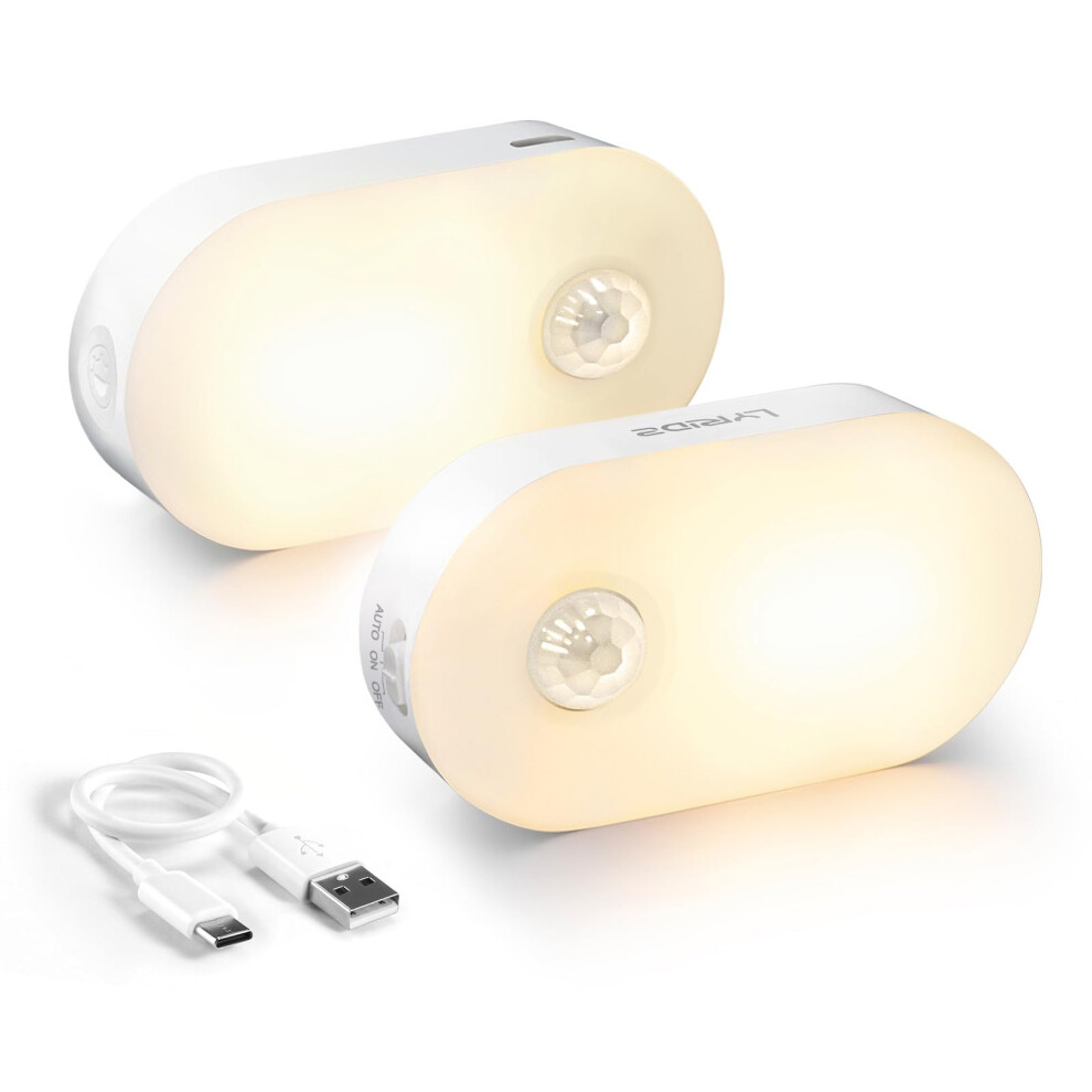 Lyridz Motion Sensor Night Mini Usb Rechargeable Led Night Kids, Stick On Anywhere Warm Dimming Ing For Corridor,Staircase,Be Light/White 94770834