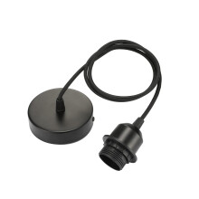 Linkind Ceiling Pendant Light Fitting, Metal E27 Screw Lamp Holder with Lock Ring for Shade, 100cm Braided Flex Cable, Industrial Style Ceiling Rose,