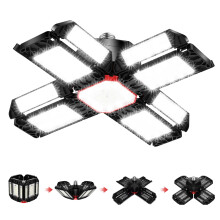 200W LED Garage Light 1 Pack - 20000LM 6500K Deformable Ceiling Lighting Fixture with 12 Adjustable Panels - E26/E27 Bay Light for Garage | Basement