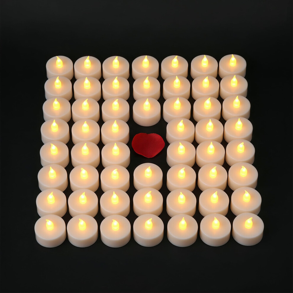 Virosa Pack Of 48 Realistic And Bright Battery Operated Flickering Flameless Tea Led Candles, Batteries Included - Light/Yellow 41198346