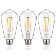 DiCUNO Vintage Edison Light Bulb E27 Edison Screw Bulb ST64, 6W Equivalent to 60W, Filament Clear LED Bulb, Warm White 2700K, 810LM, Non-dimmable, 3