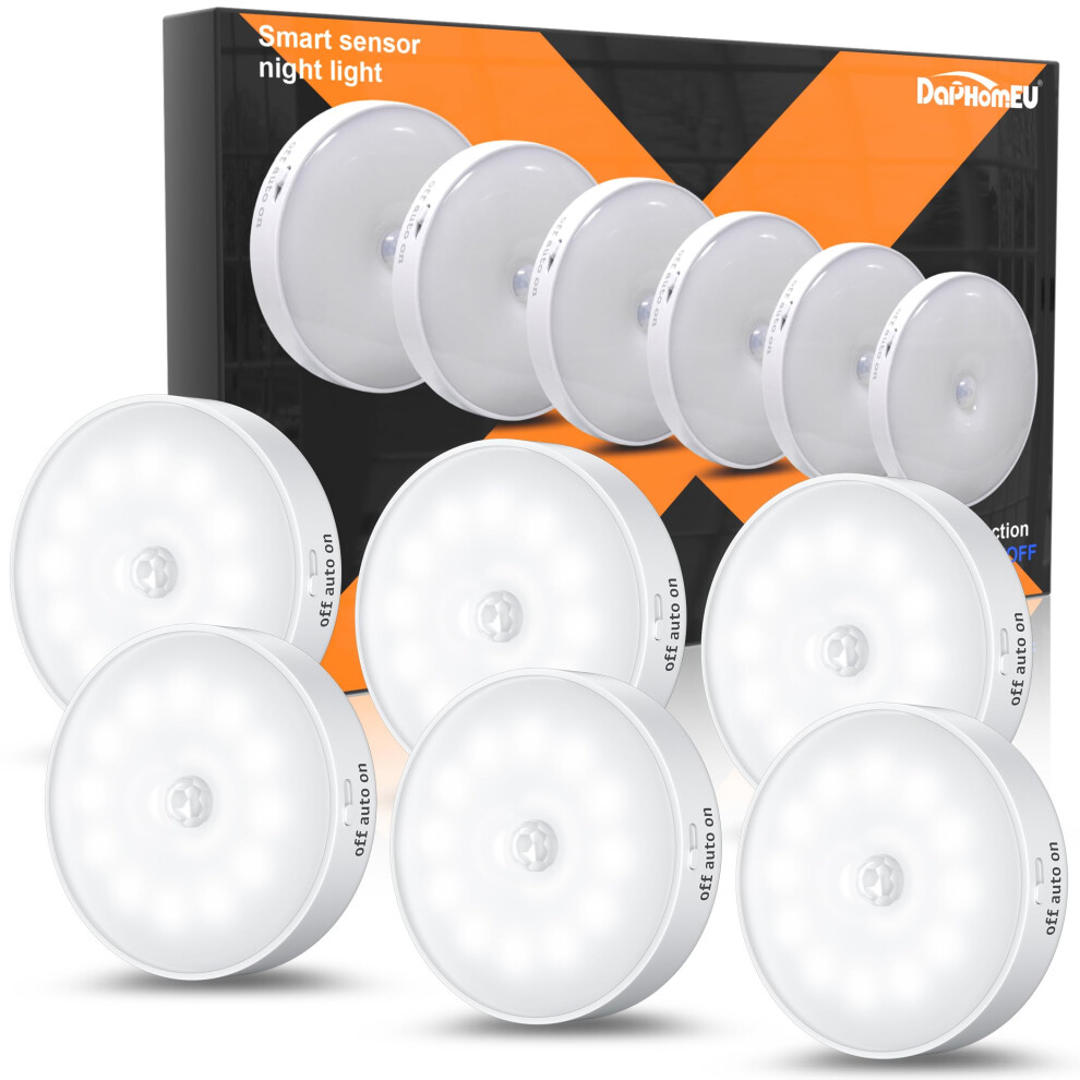 Daphomeu Motion Sensor S Indoor,6 Pack Wireless Usb Rechargeable Cupboard S,Stick On Wall Night ,Battery Operated For Stair Wardrobe C Light 62101585