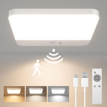FULEN LED Ceiling Light Motion Sensor, Cordless Bathroom Ceiling Lamp Battery Operated, Rechargeable Magnetic Mount Shower Light for Bath,Porch,Stair
