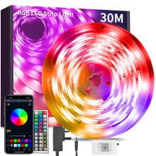 BATHEBRIGHT 30M Led Strip Lights Music Sync RGB Bluetooth Color Changing Flexible LED Light Strips,with Smart App Control Remote, Led Lights for Bedr