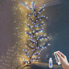 Blue Cherry Blossom LED Tree Branch Lights for Wall,8 Modes Cherry Blossom Lights with 72 LED,Remote,Timer,Cherry Blossom LED Vine Fairy