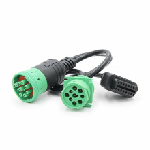 J1939 Splitter 9-Polig Grön Typ 2 Hankontakt Till Hona och 16-Polig OBD2 Y-Kabeladapter för Kommersiell Lastbil