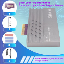 PCIe 5.0 to M.2 NVMe Adapter Card, High-Speed PCIe X4/X8/X16 to M2 SSD Converter Cooling Heatsink for Gen5 SSD 128Gbps