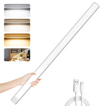 Ylatoial Under Cupboard Kitchen Lights, 1 Pack 60cm 5000mAh 3 Color Temperature Dimmable Rechargeable Magnetic LED Motion Sensor Lights Indoor for Ca
