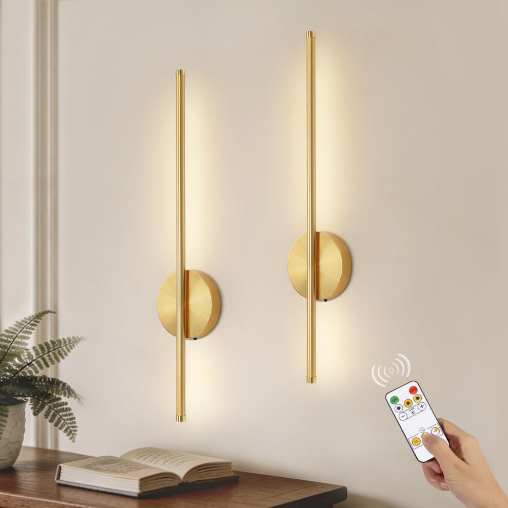Kimjo Rechargeable Wall Lights, 4400Mah Battery Powered Wall Lamps Indoor, Wireless Wall Sconces With Remote, Dimmable Wall Mounted For Be Gold/Light