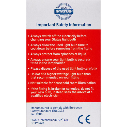 Status Status Incandescent GLS Fireglow Light Bulb, 60 watt Large 2