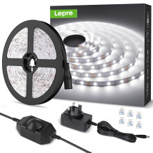 Lepro LED Strip Light White 5M 300 LEDs, 1650lm Dimmable Strip Lights for Kitchen, Cool White 6000K Daylight LED Strip for Under Units Cabinet Cupboa