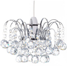Klass Home Acrylic Crystal Faceted Oriel Light Shade | Crystal Chandelier | Ceiling Light Shade | Lamp Shade | Chandeliers Ceiling Light | Chrome Fin