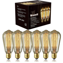 Woowtt Edison Light Bulb 6 Pack Classic Antique Bulb Style - Dimmable - Amber Warm - ST64 40W