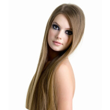 TressMatch 16"-18" Dicke Spitzen Remy Echthaar Clip-in Extensions Hellbraun (Farbe #8) 9 Teile Set